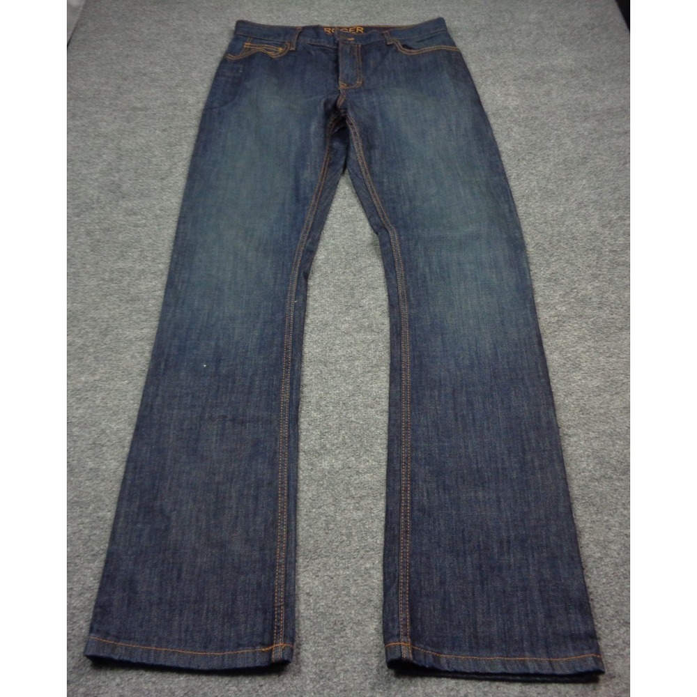 KIMES Ranch Roger Blue Jeans Mens 33/34 (Fits 33/36) Workwear Bootcut  Stretch